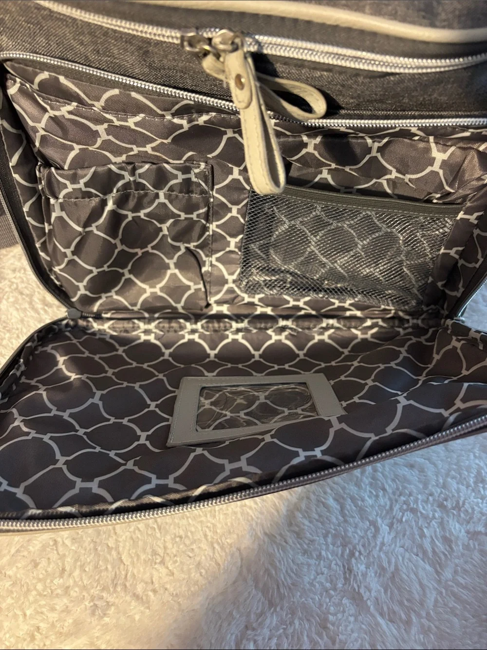 Gray Backpack with Cream Trim by Unknown Brand - Everyday Travel Pack
